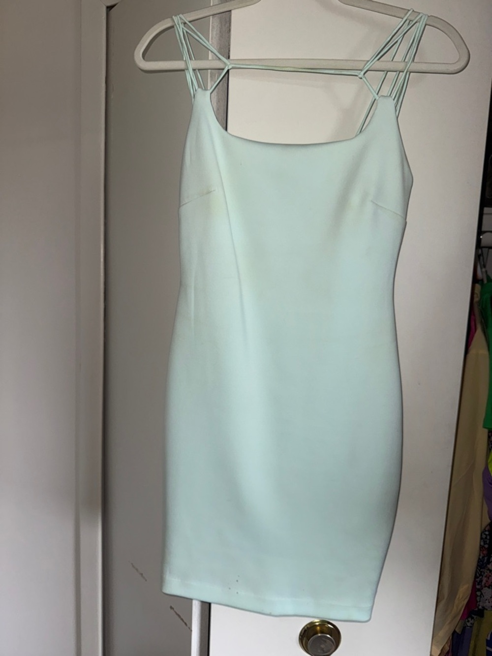 Guess Mint Multi-Strap Square Neck Mini Dress